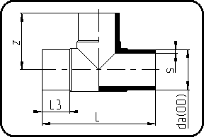 TEE 90° TESTA/TESTA CODULO LUNGO PP