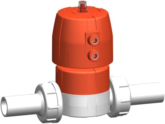 VALVOLA A MEMBRANA PNEUMATICA PVDF/PTFE NC TESTA/TESTA